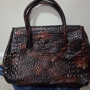 Elegant Brown Authentic  Crocodile Leather  Handbag
